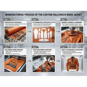 Custom Men's Orange Leather Biker Jacket with Studded & Spiked Detailing