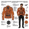 Custom Men's Orange Leather Biker Jacket with Studded & Spiked Detailing
