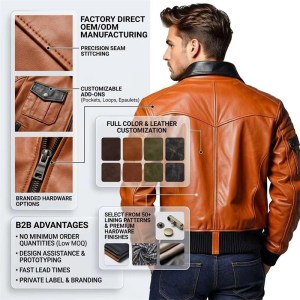 Custom Men's Black & Orange Sheepskin Leather Biker Jacket with Two Tone Detailing