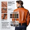 Custom Men's Black & Orange Sheepskin Leather Biker Jacket with Two Tone Detailing