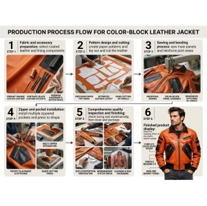 Custom Men's Black & Orange Sheepskin Leather Biker Jacket with Two Tone Detailing
