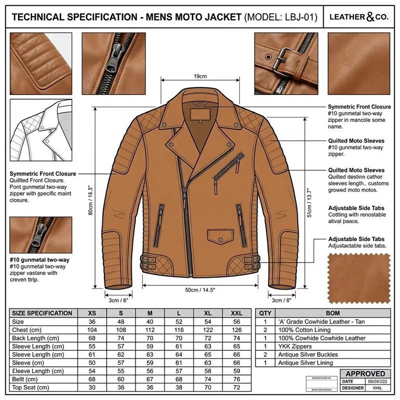 Custom Men's Brown Leather Biker Jacket with Quilted & Distressed Detailing, Vintage