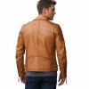 Custom Men's Brown Leather Biker Jacket with Quilted & Distressed Detailing, Vintage
