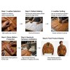 Custom Men's Tan Leather Biker Jacket with Spiked Detailing, Flame & Punk Rock