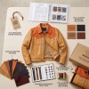 Custom Men's Beige Sheepskin Leather Biker Jacket with Two Tone Detailing