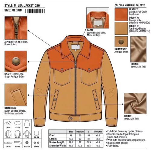 Custom Men's Beige Sheepskin Leather Biker Jacket with Two Tone Detailing