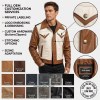 Custom Men's Sheepskin Leather Biker Jacket with Two Tone Detailing, Retro