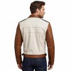 Custom Men's Sheepskin Leather Biker Jacket with Two Tone Detailing, Retro