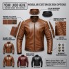 Custom Men's Brown Leather Biker Jacket with Quilted Detailing, Slim Fit
