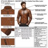 Custom Men's Brown Leather Biker Jacket with Quilted Detailing, Slim Fit