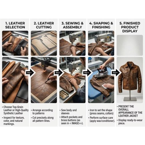 Custom Men's Brown Leather Biker Jacket with Distressed Detailing, Vintage