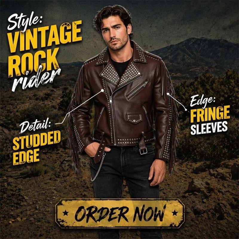 OEM Motorcycle Brown Genuine Leather Jacket