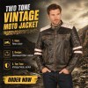 Custom Men's Black Leather Biker Jacket with Distressed Detailing, Vintage & Retro