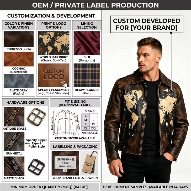Custom Men's Hair-on Cowhide Leather Biker Jacket, Custom Made to Order