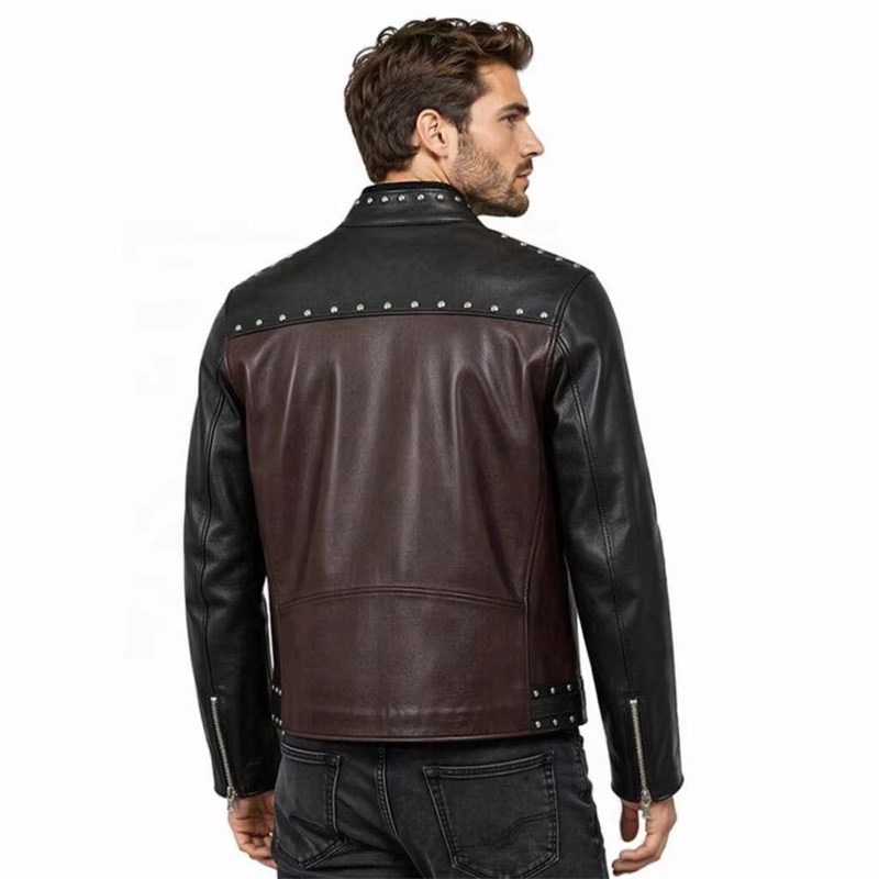 OEM Two-Tone Leather Biker Jacket
