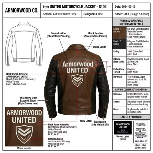 Custom Men's Brown Leather Biker Jacket with Two Tone Detailing