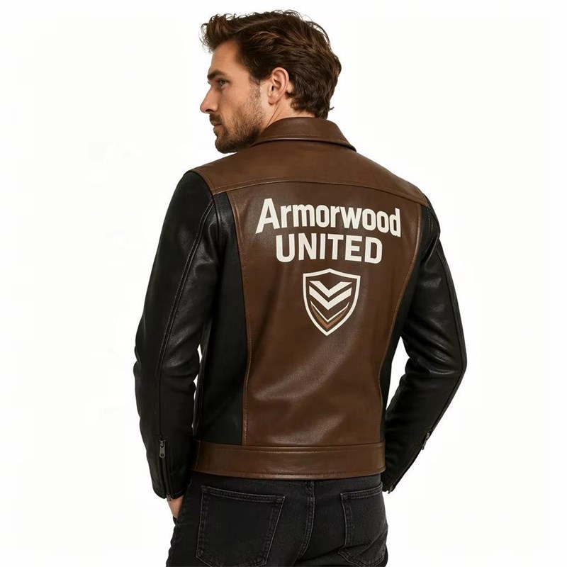 OEM Men'sTwo Tone Leather Biker Jacket