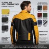 Custom Men's Black & Yellow Leather Biker Jacket with Spiked Detailing, Punk Rock
