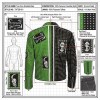 Custom Men's Black & Green Cowhide Leather Biker Jacket with Studded & Two Tone Detailing, Punk Rock
