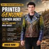 Custom Men's Lambskin Leather Biker Jacket with Printed & Hand Painted Detailing