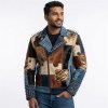 Custom Men's Leather Biker Jacket with Studded & Spiked Detailing, Denim & Punk Rock