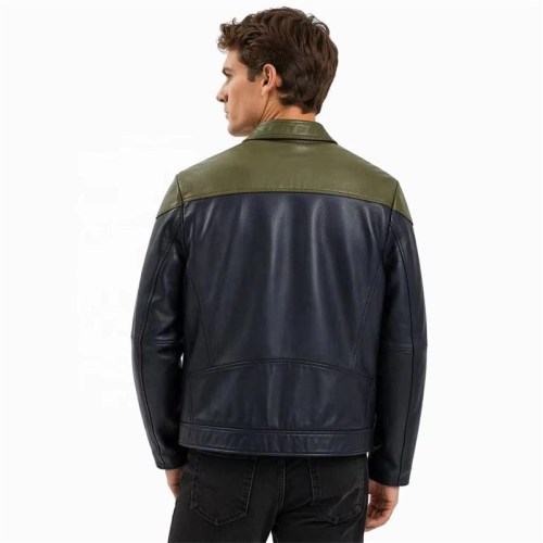 Custom Men's Cowhide Leather Biker Jacket, Custom Made to Order