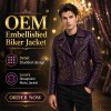 Custom Men's Leather Biker Jacket with Studded Detailing, Custom Made to Order