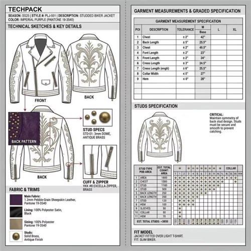 Custom Men's Leather Biker Jacket with Studded Detailing, Custom Made to Order