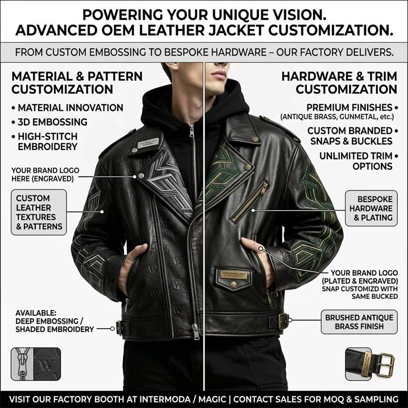 Custom Men's Leather Biker Jacket with Printed Detailing, Graffiti & Punk Rock