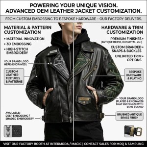 Custom Men's Leather Biker Jacket with Printed Detailing, Graffiti & Punk Rock