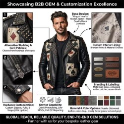 Custom Men's Leather Biker Jacket with Studded & Patchwork Detailing, Rocker & Streetwear