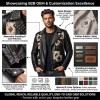 Custom Men's Leather Biker Jacket with Studded & Patchwork Detailing, Rocker & Streetwear