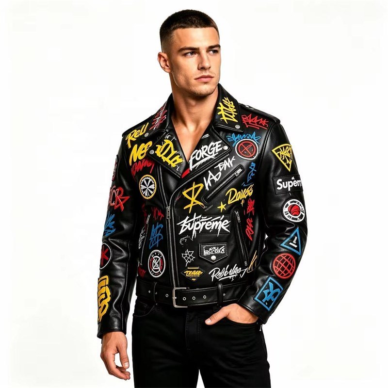OEM Printed Biker Leather Jacket