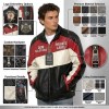 Custom Men's Leather Biker Jacket with Applique & Two Tone Detailing, Retro
