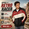 Custom Men's Leather Biker Jacket with Applique & Two Tone Detailing, Retro