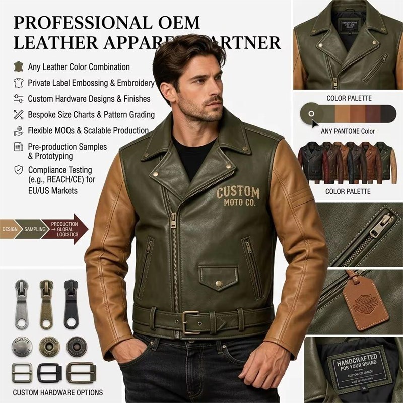 Custom Men's Black & Red Leather Biker Jacket with Two Tone Detailing, Retro