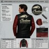 Custom Men's Black & Red Leather Biker Jacket with Two Tone Detailing, Retro