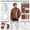 Custom Men's Brown Leather Biker Jacket with Applique Detailing, Retro