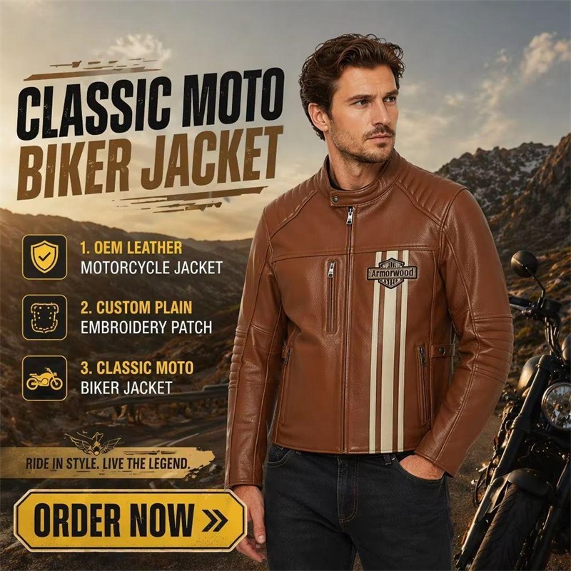 OEM Retro Leather Biker Jacket