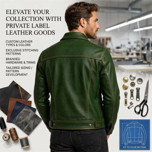 Custom Men's Lambskin Leather Trucker Jacket, Vintage & Slim Fit