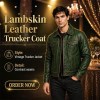 Custom Men's Lambskin Leather Trucker Jacket, Vintage & Slim Fit