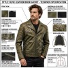 Custom Men's Green Sheepskin Leather Biker Jacket with Quilted Detailing