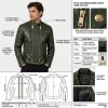 Custom Men's Green Lambskin Leather Biker Jacket with Quilted Detailing