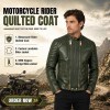 Custom Men's Green Lambskin Leather Biker Jacket with Quilted Detailing