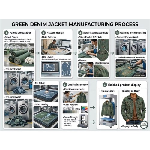 Custom Men's Green Leather Trucker Jacket, Vintage, Custom Made to Order