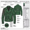 Custom Men's Green Leather Biker Jacket with Embroidered Detailing, Snake