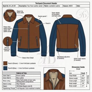 Custom Men's Brown & Blue Leather Biker Jacket with Two Tone Detailing