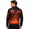 Custom Men's Cowhide Leather Biker Jacket with Embroidered & Applique Detailing, Flame