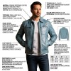 Custom Men's Blue Leather Biker Jacket with Crocodile Texture Detailing