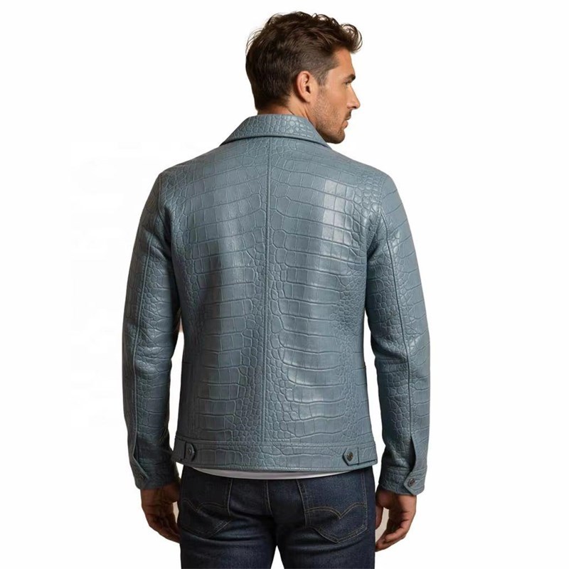 OEM Embossed-Croc-Skin Biker-Coat
